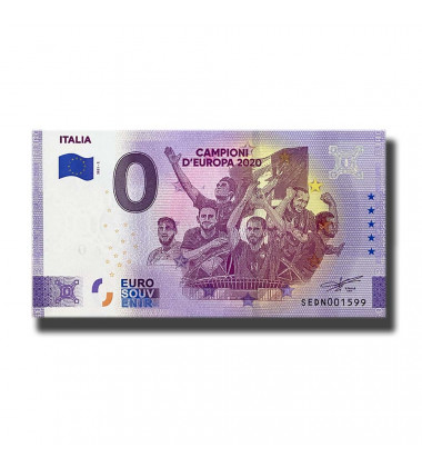 0 Euro Souvenir Banknote Italia Campioni D'Europa 2020 Italy SEDN 2021-2