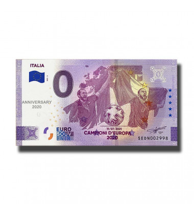 Anniversary 0 Euro Souvenir Banknote Italia Campioni D'Europa 2020 Italy SEDN 2021-3