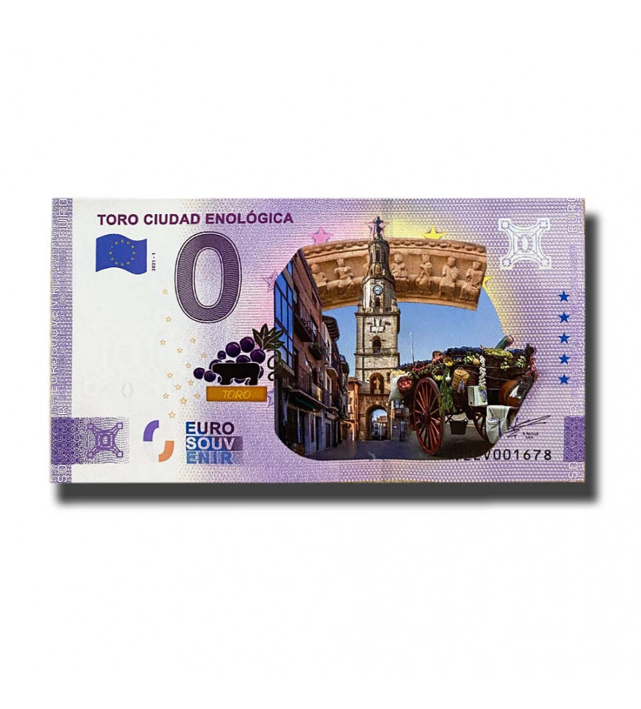 0 Euro Souvenir Banknote Toro Ciudad Enologica Colour Spain VEEV 2021-1