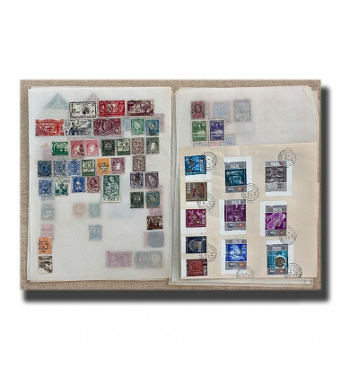 World Stamp Collection Hinged on Sheets