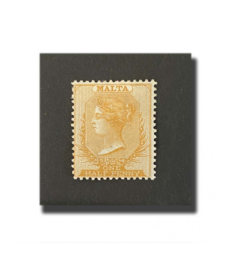 MALTA STAMPS HALF PENNY YELLOW-PALE BUFF