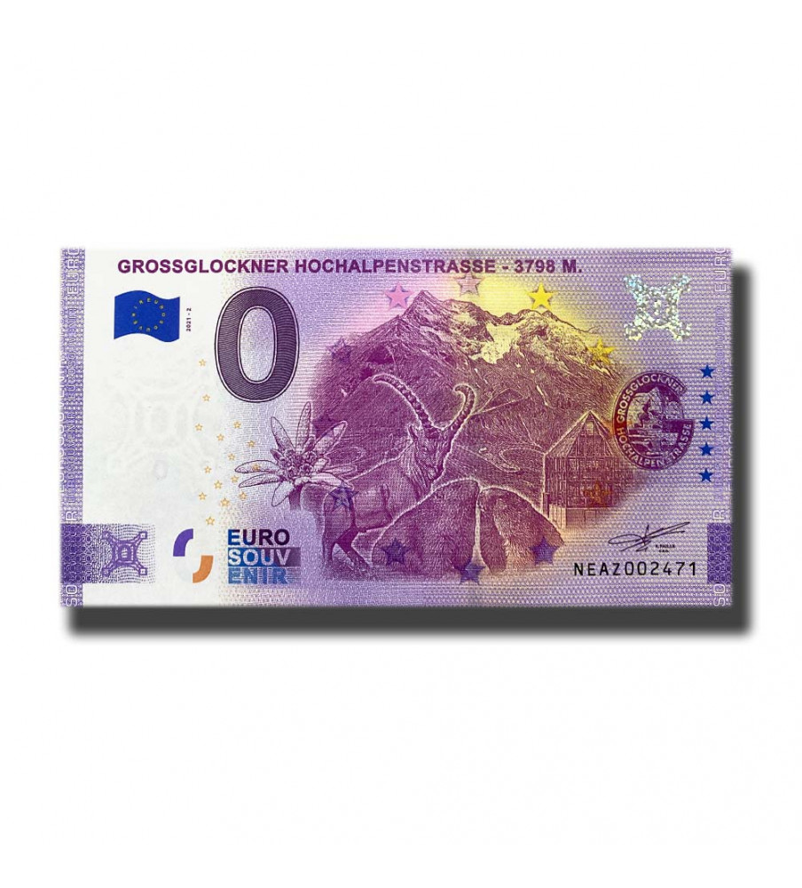 0 Euro Souvenir Banknote Grossglockner Hochalpenstrasse Austria NEAZ 2021-2