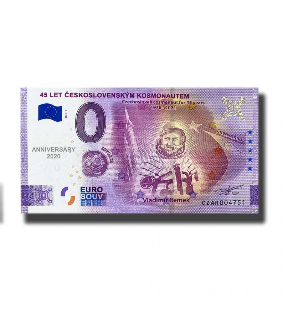 Anniversary 0 Euro Souvenir Banknote 45 Let Ceskoslovenskym Kosmonautem- Vladimir Remek Czech Republic CZAR 2021-1