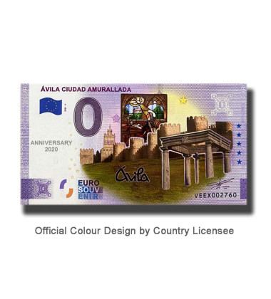 Anniversary 0 Euro Souvenir Banknote Avila Ciudad Amurallada Colour Spain VEEX 2021-1