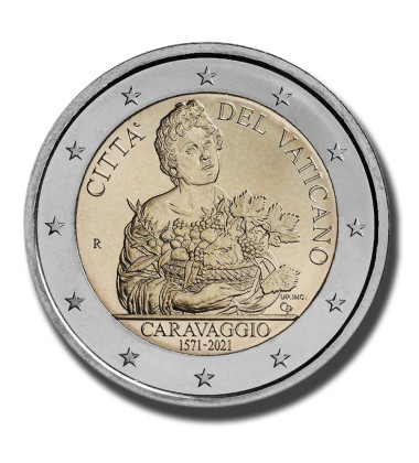 2021 Vatican 450 Anniversary of the Birth of Caravaggio 2 Euro Coin