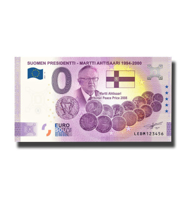 0 Euro Souvenir Banknote Suomen Presidenti Ahtisaari 1994-2000 Finland LEBM 2021-10