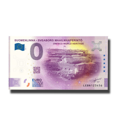 0 Euro Souvenir Banknote Suomen Linna Sveaborg Unesco World Heritage Finland LEBN 2021-1