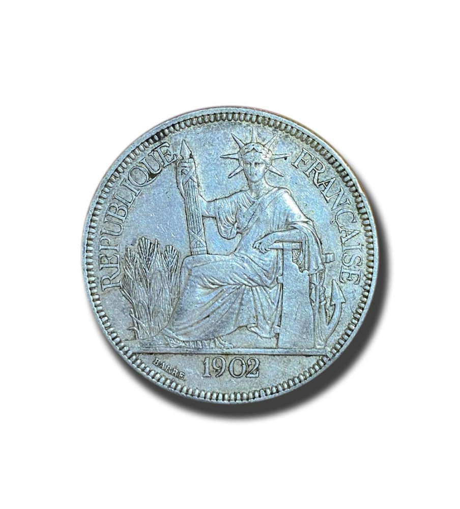 1902 FRENCH INDO-CHINE FRANCAISE PIASTRE DE COMMERCE SILVER COIN