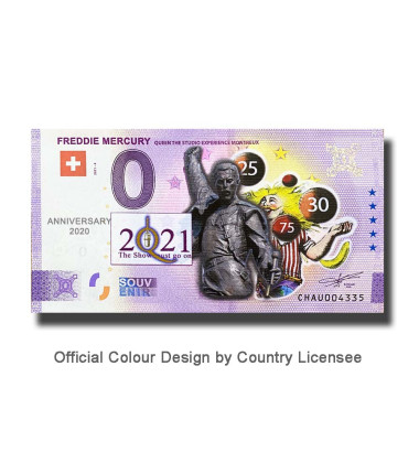 Anniversary 0 Euro Souvenir Banknote Freddie Mercury Colour Switzerland CHAU 2021-4