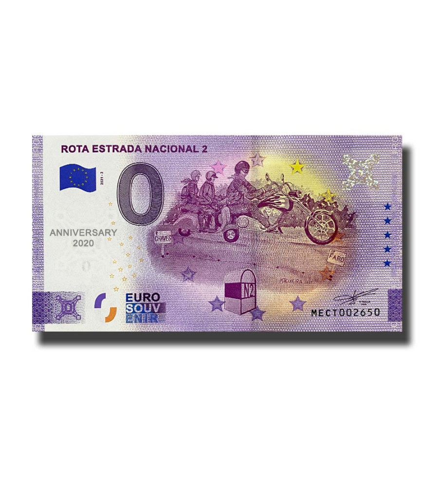 Anniversary 0 Euro Souvenir Banknote Rota Estrada Nacional 2 Portugal MECT 2021-2