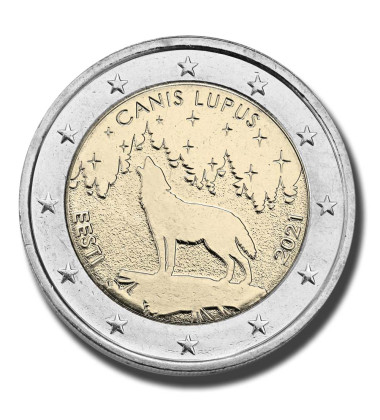 2021 Estonia The Wolf - Estonian National Animal 2 Euro Coin