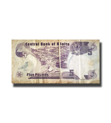 MALTA BANKNOTE No.40 5 LIRI 3RD SERIES L. SPITERI - ERROR