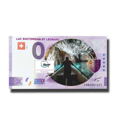 0 Euro Souvenir Banknote Lac Souterrain St Leonard Colour Switzerland CHBZ 2021-1