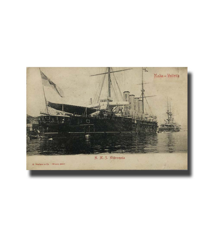 Malta Postcard G.Modiano  HMS Andromeda 6666 UPU Unused Undivided Back