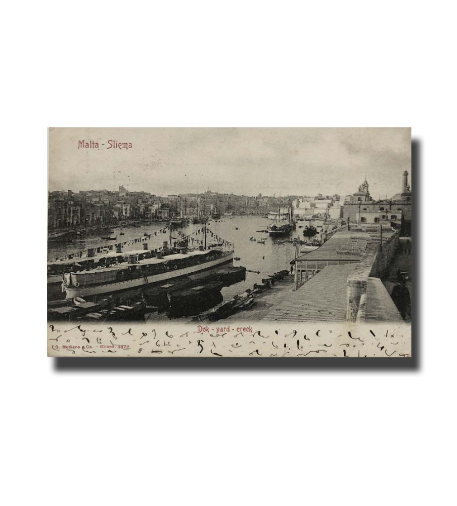 Malta Postcard G.Modiano Dok Yard Creck 6672 UPU Used Undivided Back