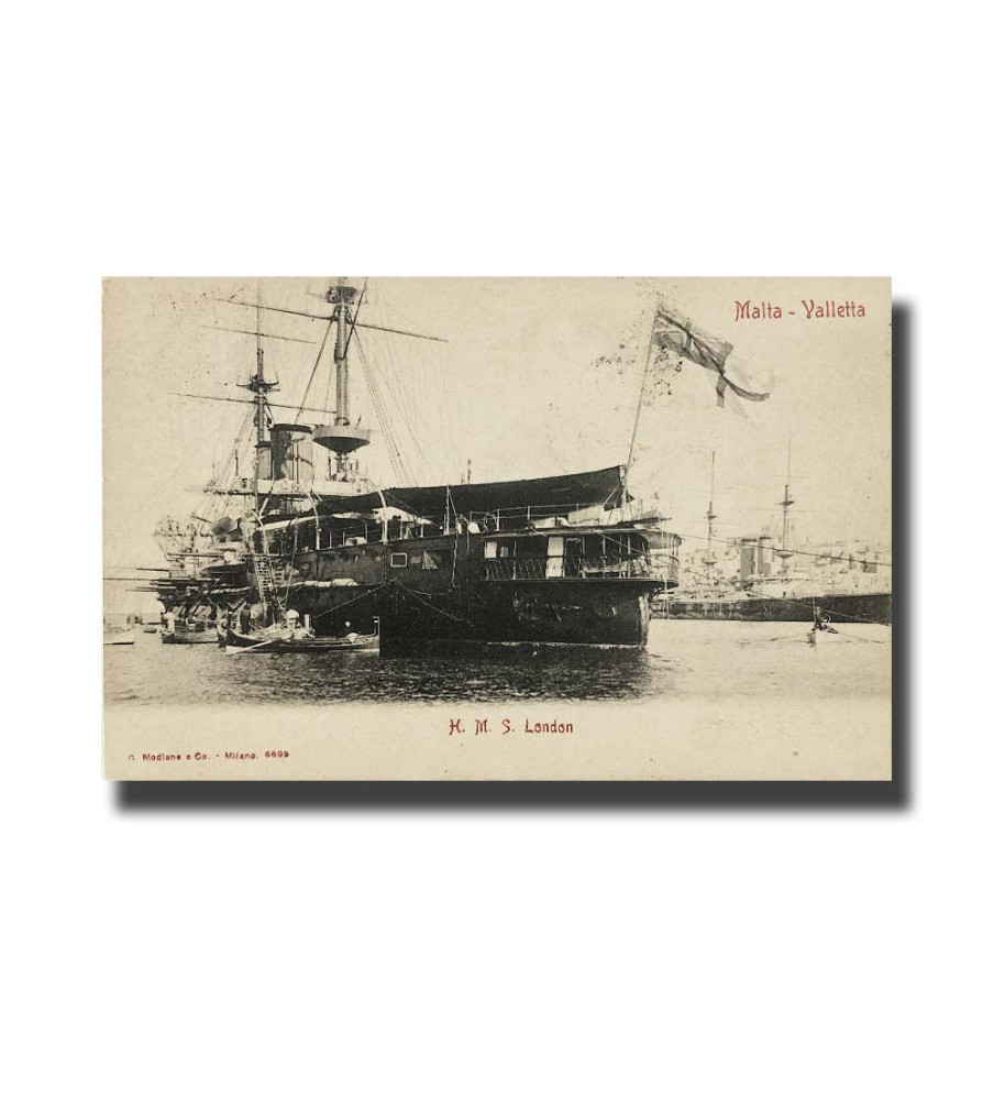 Malta Postcard G. Modiano HMS London 6695 UPU Used Undivided Back