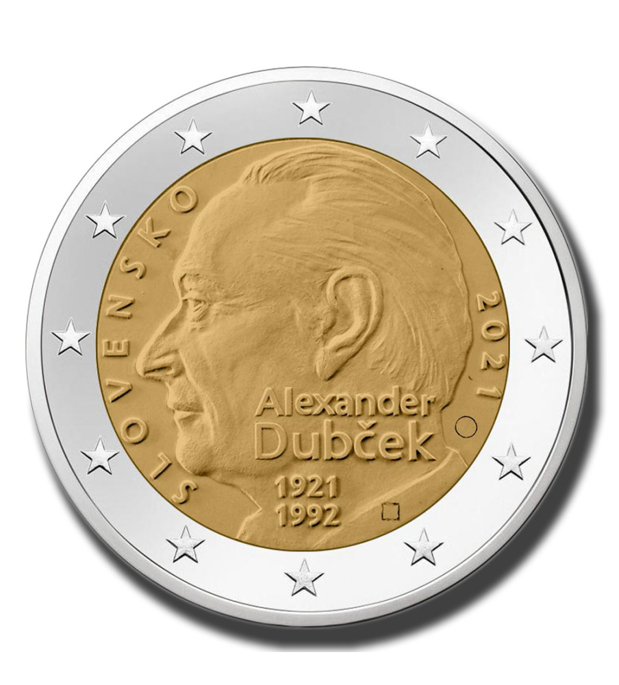 2021 Slovakia 100th Anniversary Birth Alexander Dubček 2 Euro Coin