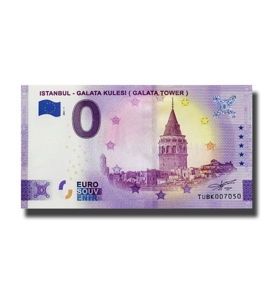 0 Euro Souvenir Banknote Istanbul Galata Kulesi Turkey TUBK 2021-1