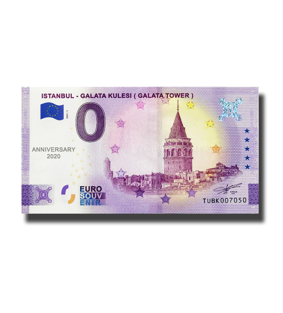 Anniversary 0 Euro Souvenir Banknote Istanbul Galata Kulesi Turkey TUBK 2021-1