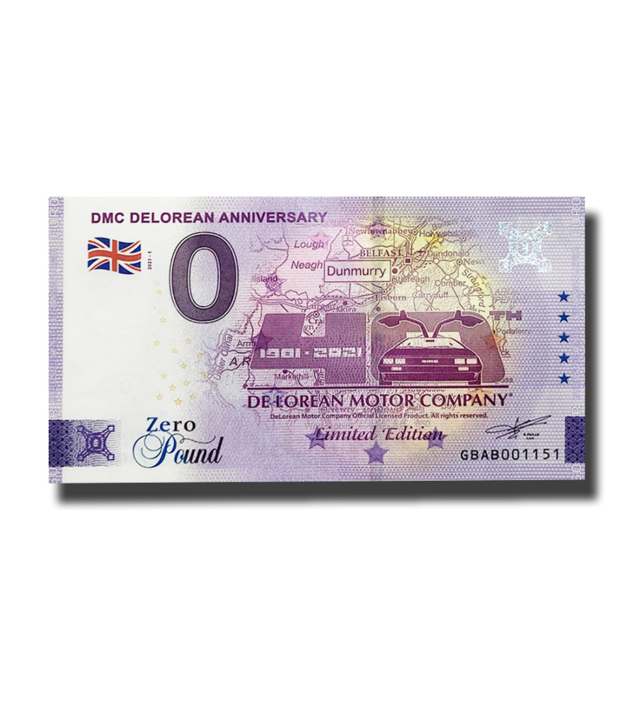 0 Pound Banknote  DMC Delorean Anniversary  United Kingdom GBAB 2021-1