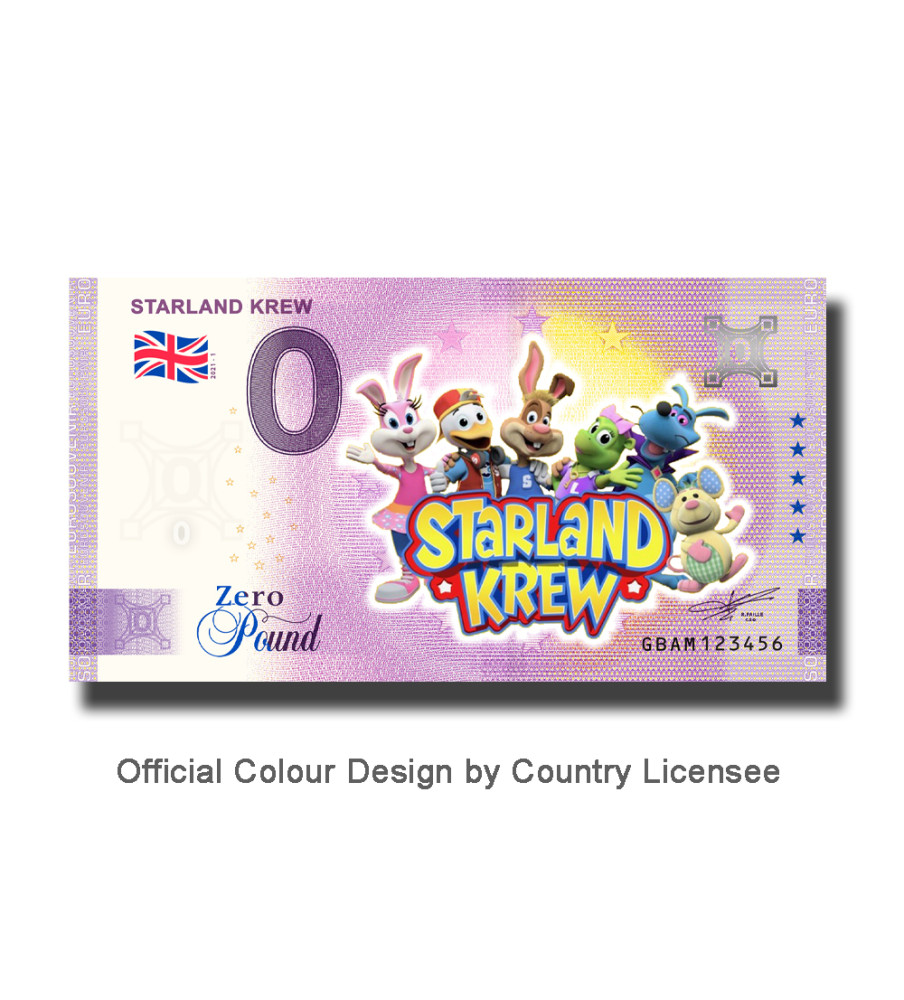 0 Pound Souvenir Banknote Starland Krew Colour United Kingdom GBAM 2021-1