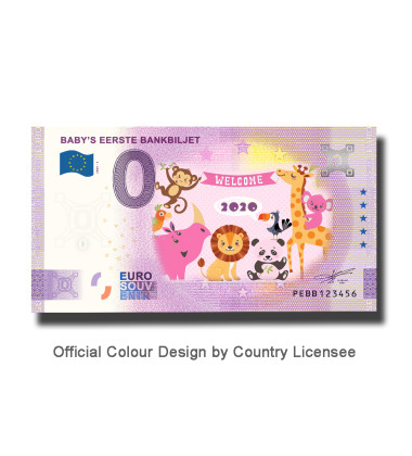 0 Euro Souvenir Banknote Baby's Eerste Bankbiljet PINK Colour Netherlands PEBB 2020-1