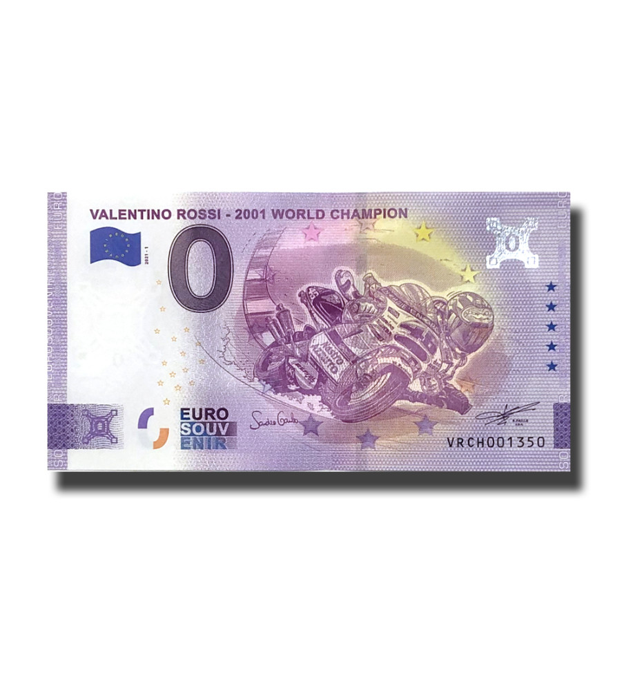 0 Euro Souvenir Banknote Valentino Rossi 2021 World Champion Switzerland VRCH 2021-1 In Official Folder