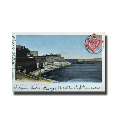 Malta Postcard Vincenzo Galea Entrance To Grand Harbour Used With Stamp Undivided Back