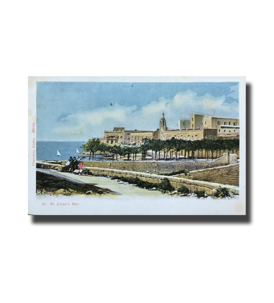 Malta Postcard Vincenzo Galea St Julian's Bay Unused Undivided Back Signed