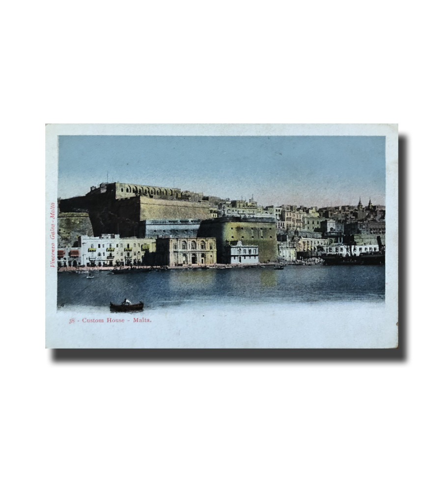 Malta Postcard Vincenzo Galea Custom House Unused Undivided Back Signed