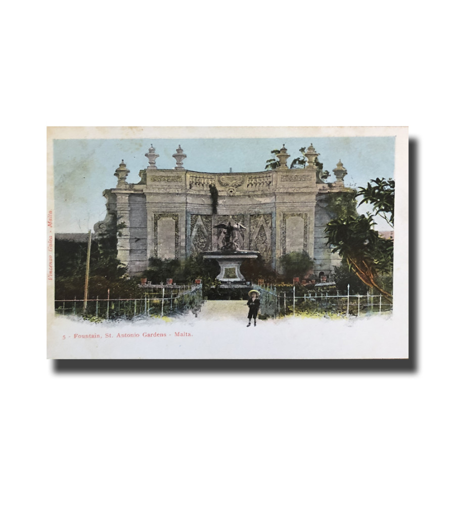 Malta Postcard Vincenzo Galea Fountain St Anton Garden Undivided Back Signed