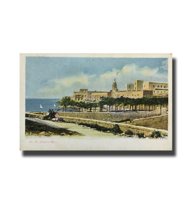 Malta Postcard Vincenzo Galea St Julian Bay New Unappropriated Undivided Back