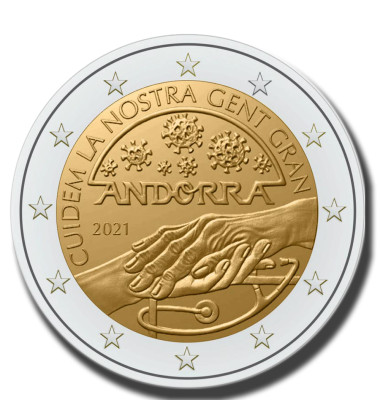 2021 Andorra The Old Population 2 Euro Coin Card