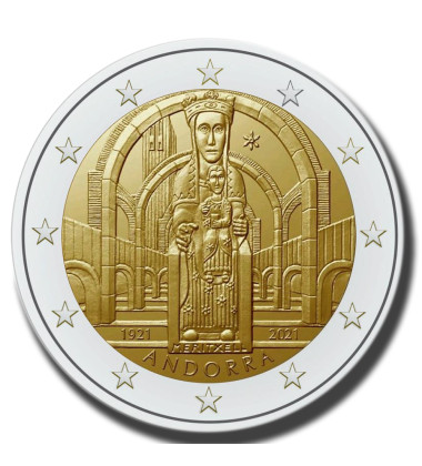 2021 Andorra 100th Anniversary of the Coronation of Our Lady of Meritxell 2 Euro Coin Card