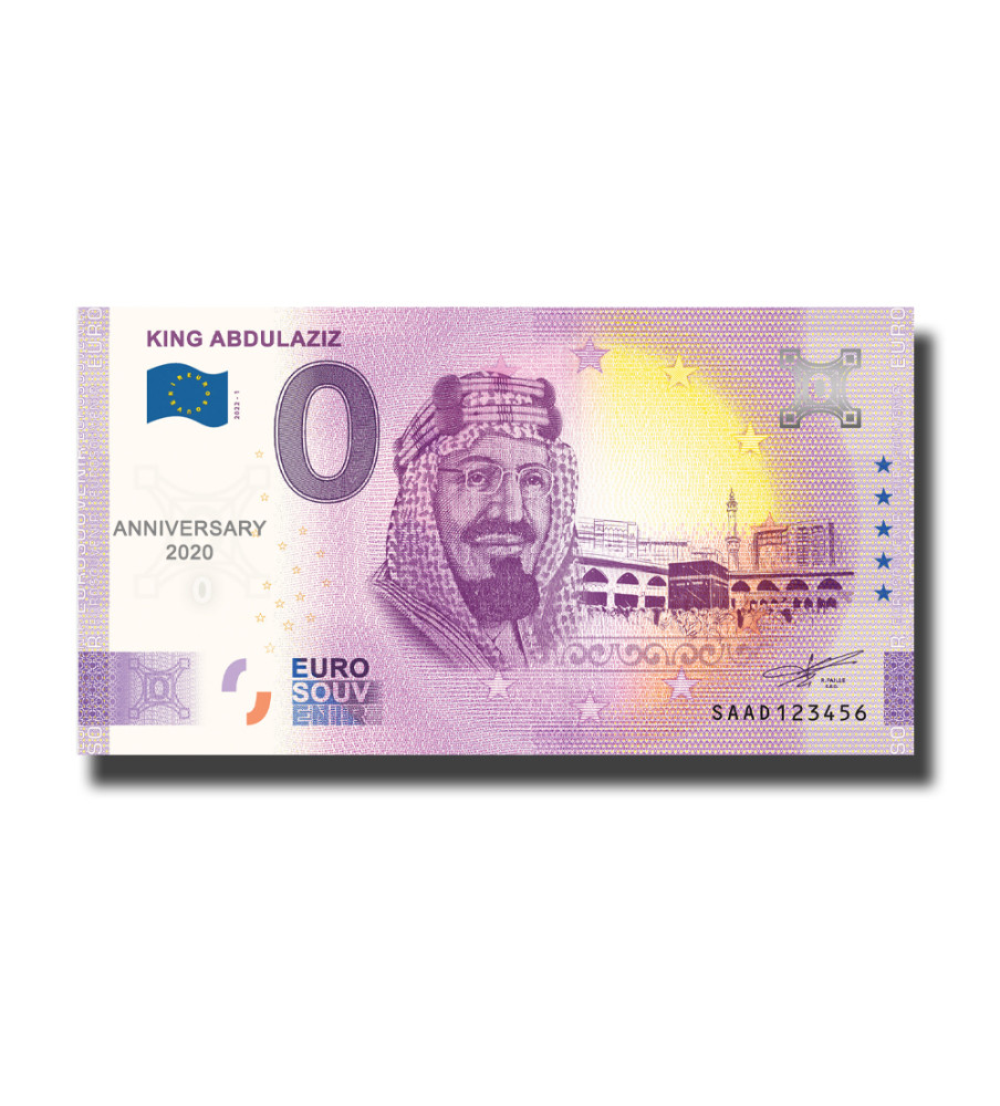 Anniversary 0 Euro Souvenir Banknote King Abdulaziz Saudi Arabia SAAD 2022-1