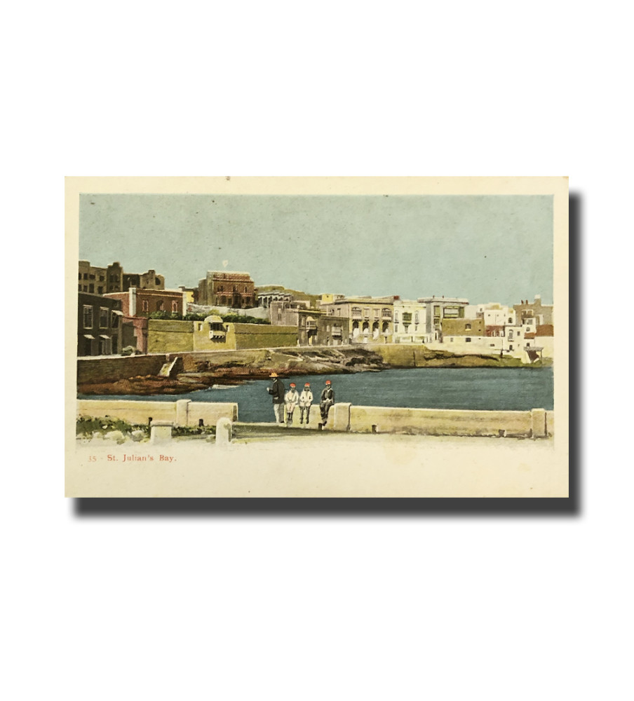 Malta Postcard Vincenzo Galea St Julians Bay New Unappropriated Undivided Back