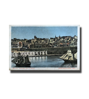 Malta Postcard Vincenzo Galea Di Antonio Panorama Valletta Undivided Back