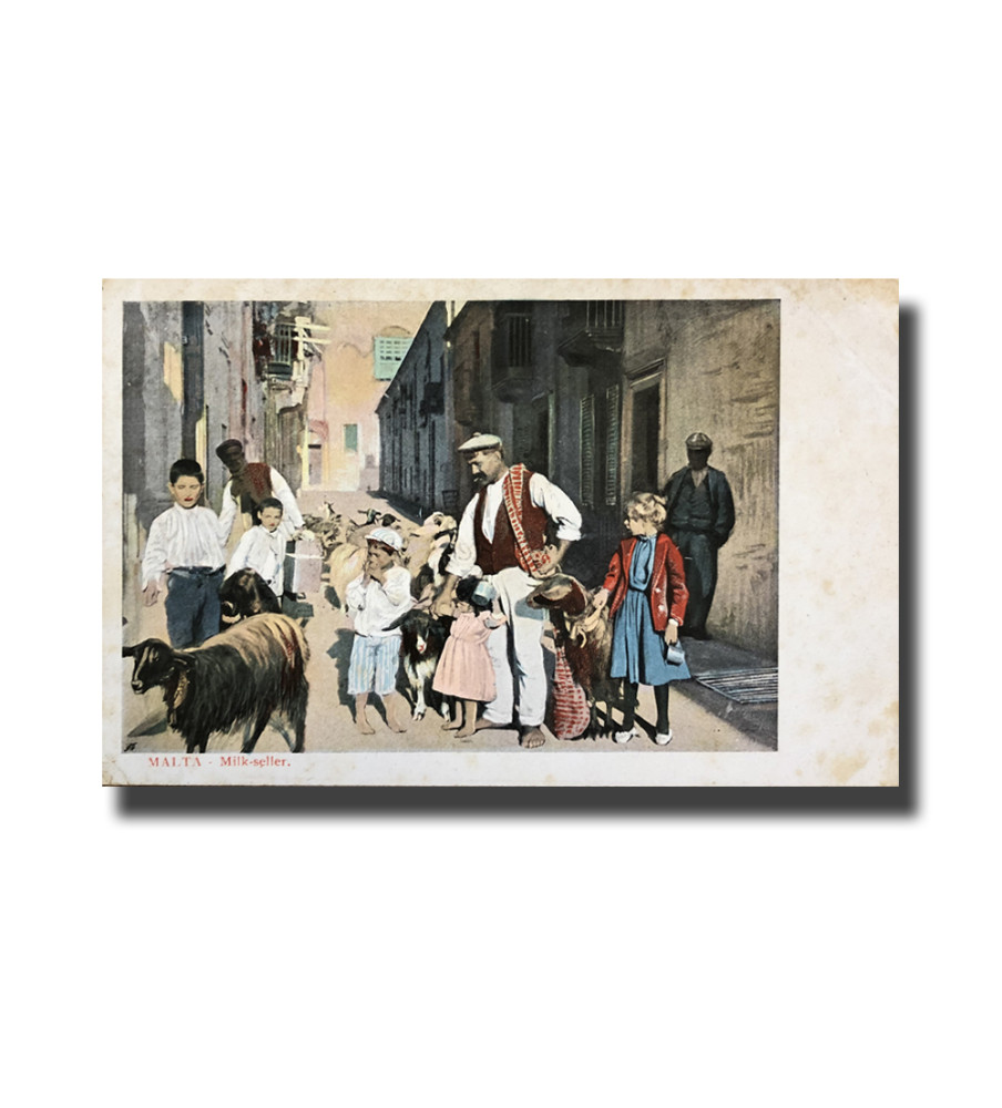 Malta Postcard Vincenzo Galea Milk Seller Unused Undivided Back