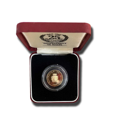 1989 Malta 25th Anniversary Independence LM100 Gold Coin PROOF Gold RARE