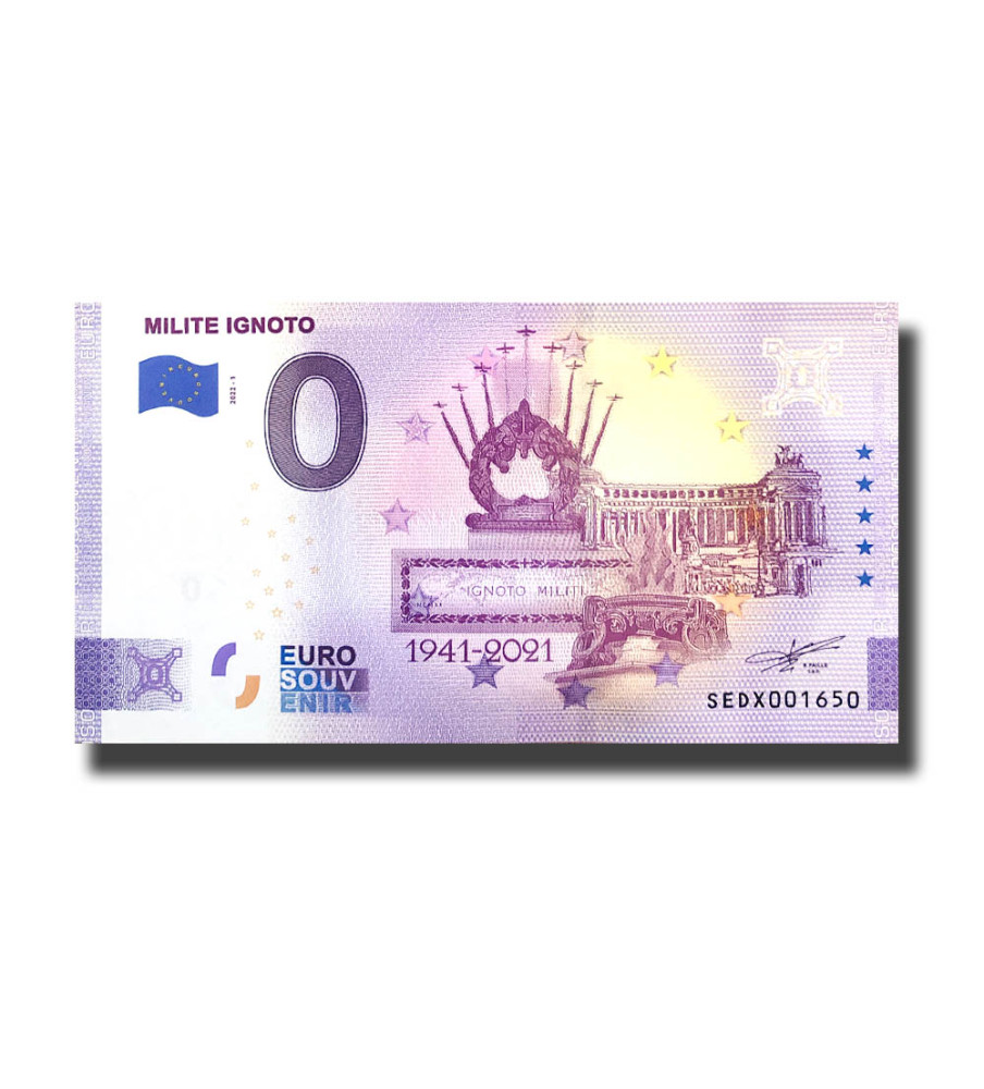 0 Euro Souvenir Banknote Milite Ignoto Italy SEDX 2022-1