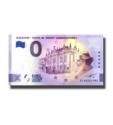 0 Euro Souvenir Banknote Rzeszow Teatr Im. Wandy Siemaszkowej Poland PLAU 2021-1