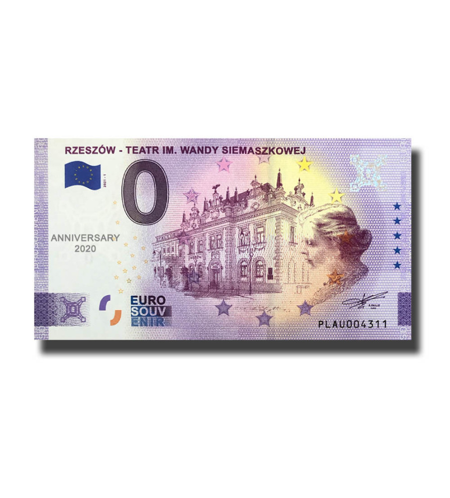 Anniversary 0 Euro Souvenir Banknote Rzeszow Teatr Im. Wandy Siemaszkowej Poland PLAU 2021-1