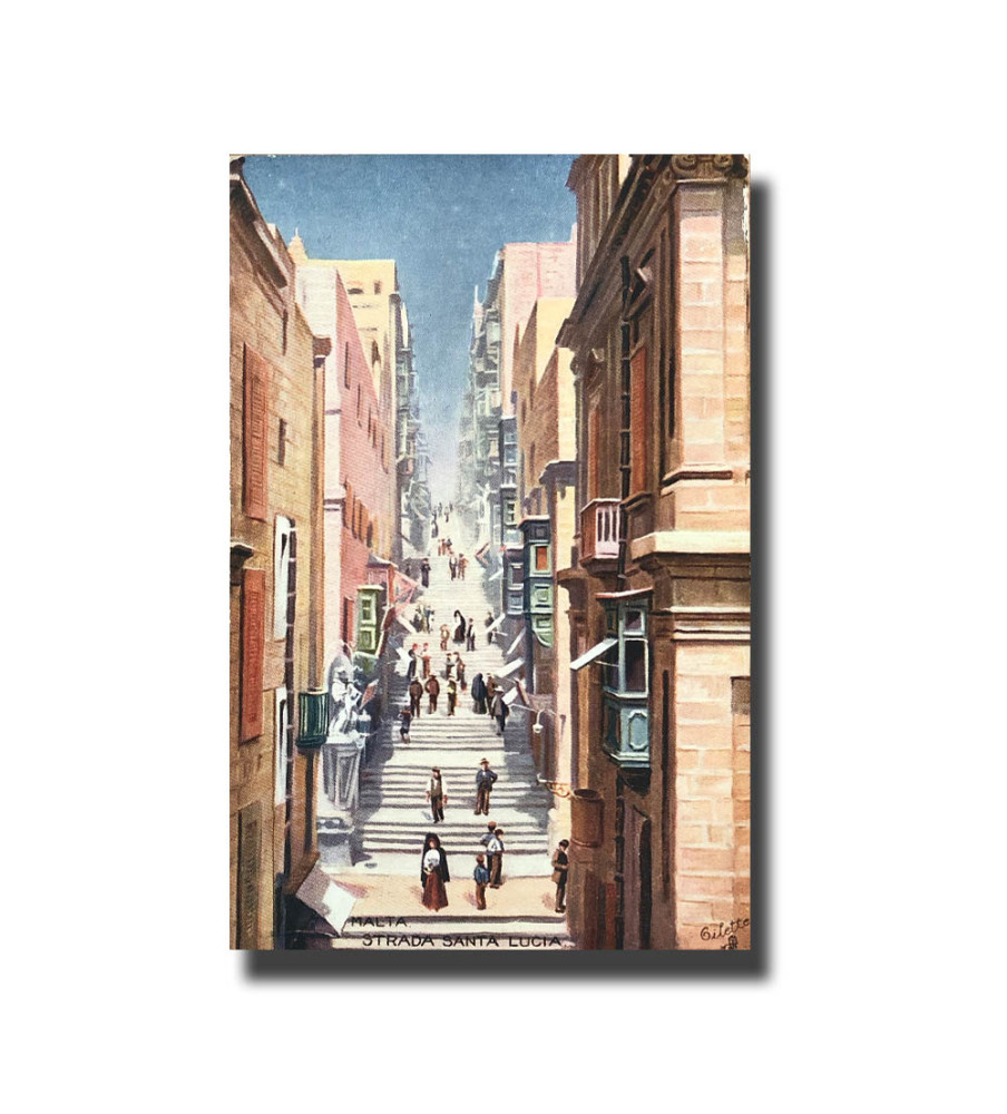 Malta Postcard Tucks Strada Santa Lucia Used With Stamp Divided Back