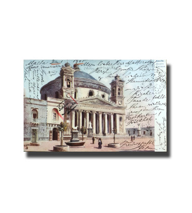 Malta Postcard Tucks Musta Church Used With Stamp Divided Back