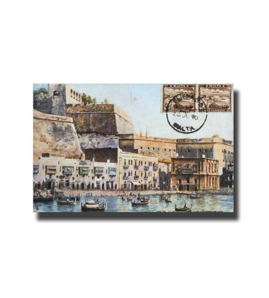 Malta Postcard Tucks Custom House Used With Stamp Divided Back