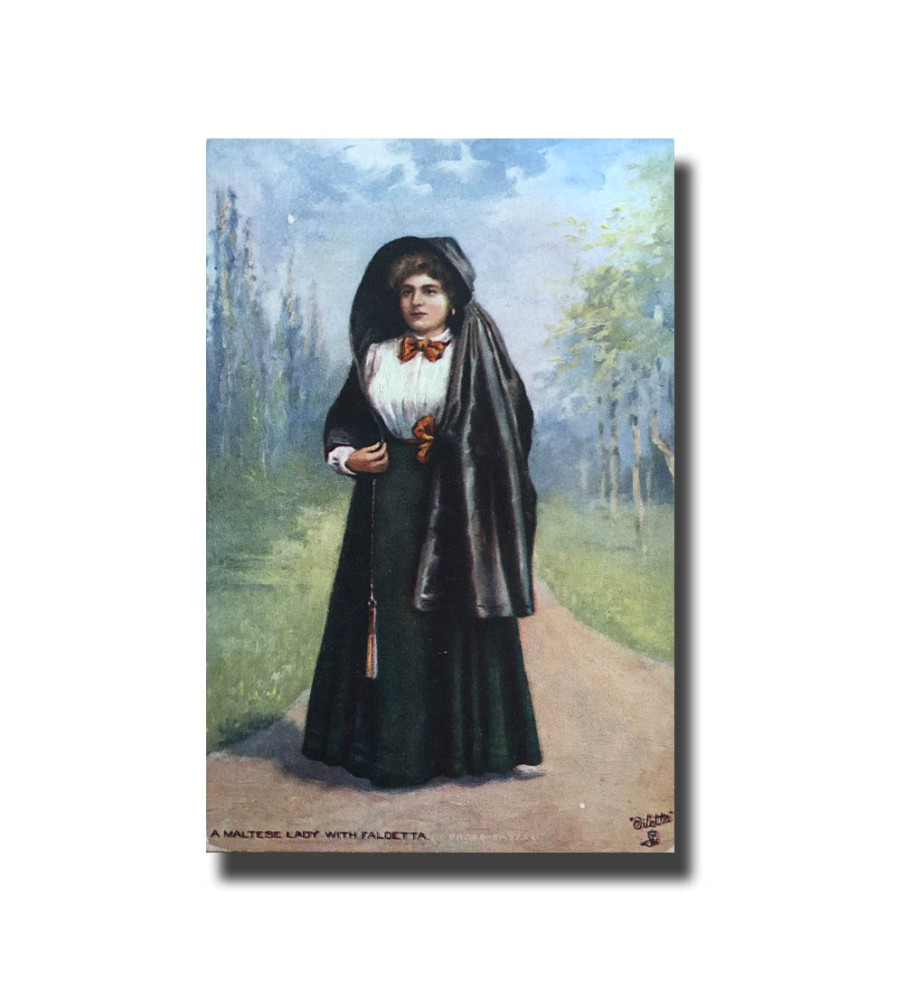 Malta Postcard Tucks Maltese Woman Faldetta Used Divided Back