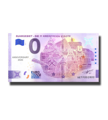 Anniversary 0 Euro Souvenir Banknote Ruhgebiet-Die 11 Kreisfrein Stadte Germany XETF 2021-1