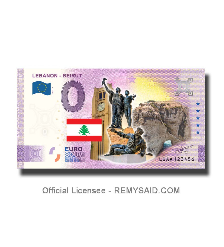 0 Euro Souvenir Banknote Lebanon Beirut Colour Lebanon LBAA 2022-1