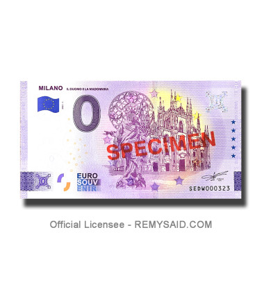 0 Euro Souvenir Banknote Milano Il Duomo SPECIMEN Italy SEDW 2022-1