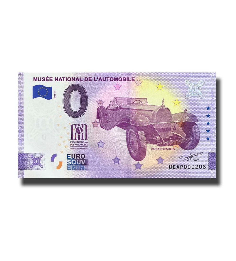 0 Euro Souvenir Banknote Musee National De L'Automobile France UEAP 2022-3